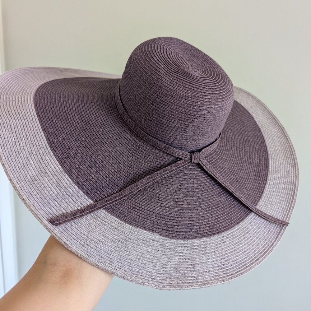 San Diego Hat Co purple wide brim hat, XL sun hat pool lounging shade hat